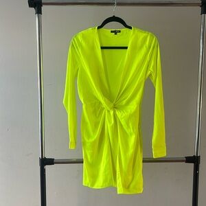 Highlighter Green NightLife a Midi Dress